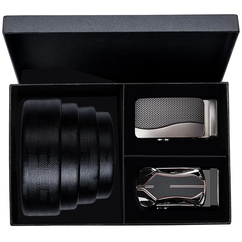 Мужской ремень из натуральной воловьей кожи черный с пряжкой для джинсов