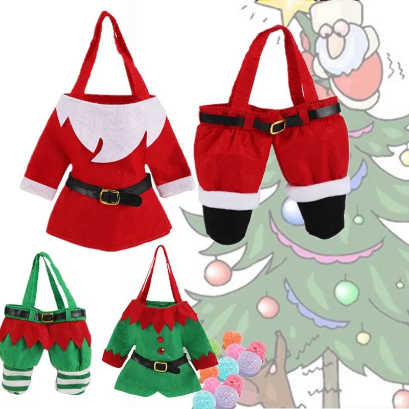 10 пар рождественские конфеты мешок Санта Клаус одежда Эльфийская для конфет