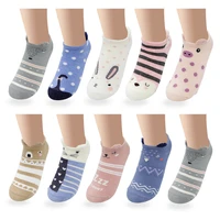 1pair women cotton socks breathable low tube sweat absorbing soft casual cute cartoon animal pattern print girls hosiery fashion