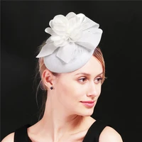 imitation sinamay white vintage wedding millinery cap women party dinner fascinatos hair accessories flower fedora hats