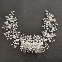 slbridal luxury handmade wired crystal rhinestone pearls bridal hair comb wedding hair accessories bridesmaids women jewelry