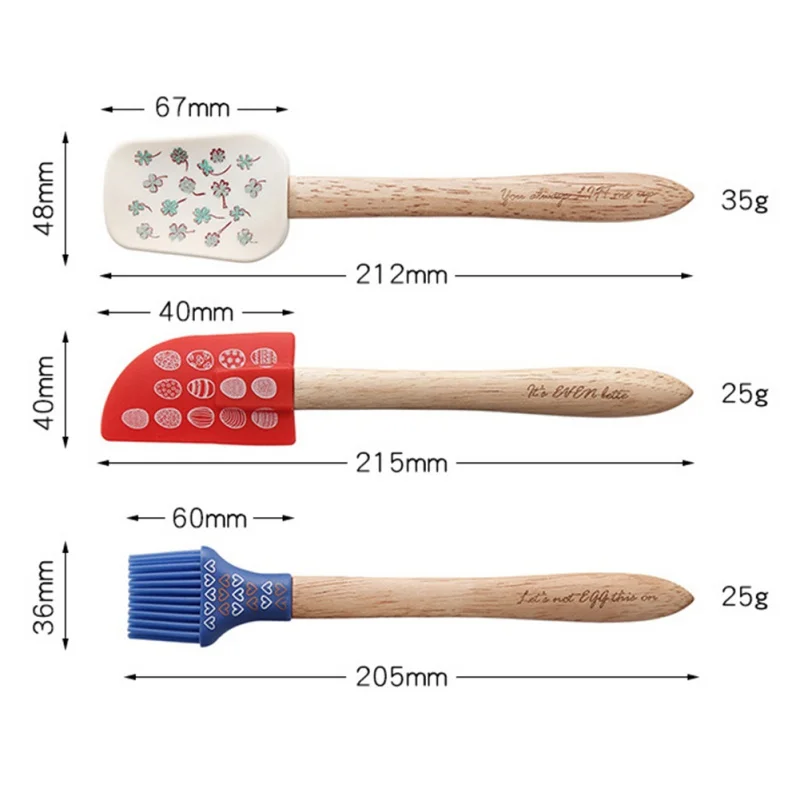

3Pcs Silicone Scraper Cream Butter Cake Spatula Mixing Batter Scraper Brush Butter Mixer Cake Brushes Baking Tool 3Sets