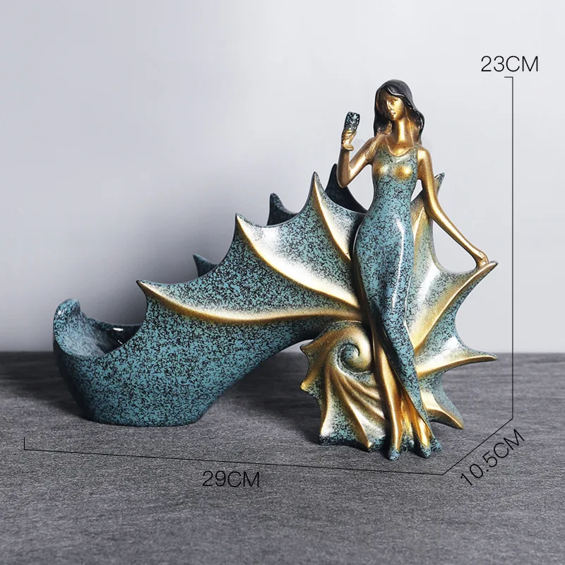 

Creative Home Decorative Figurines Ornaments Modern Minimalist Blue Take Fan Beauty Wine Rack Decoration Creative Wedding Craft