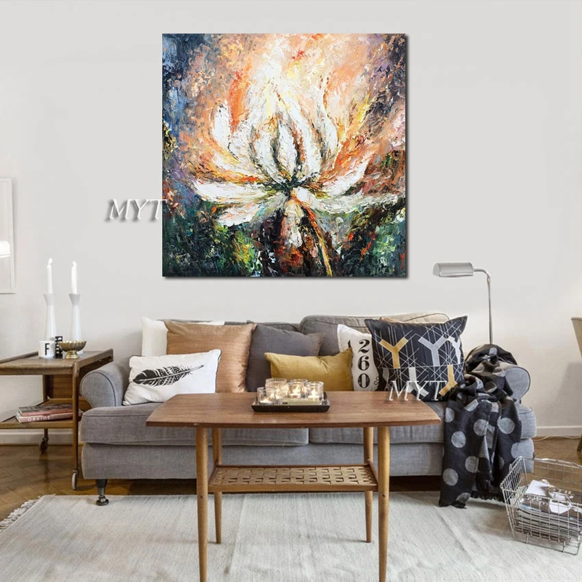 Современная палитра ножей цветов искусство Масляная живопись без рамки Холст