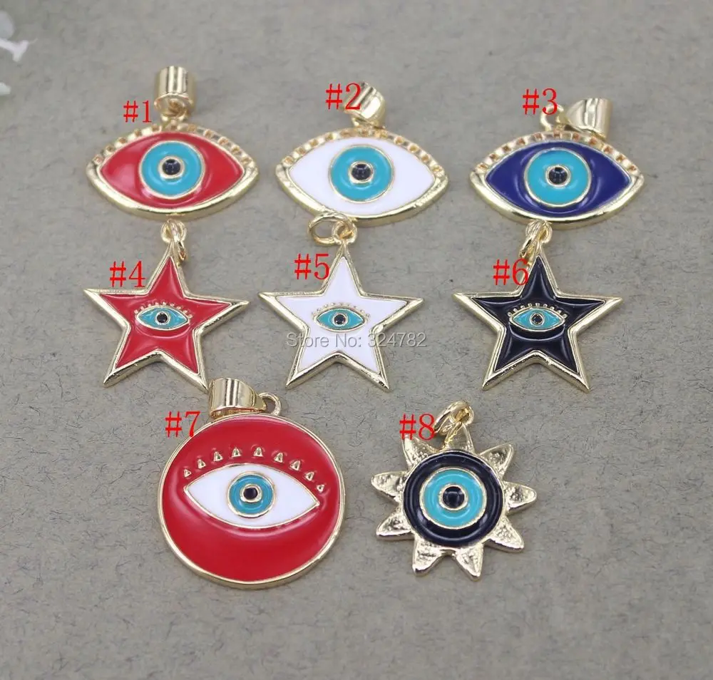 10 шт. эмалевые подвесные бусины в форме звезды с глазами Овальные Подвески для