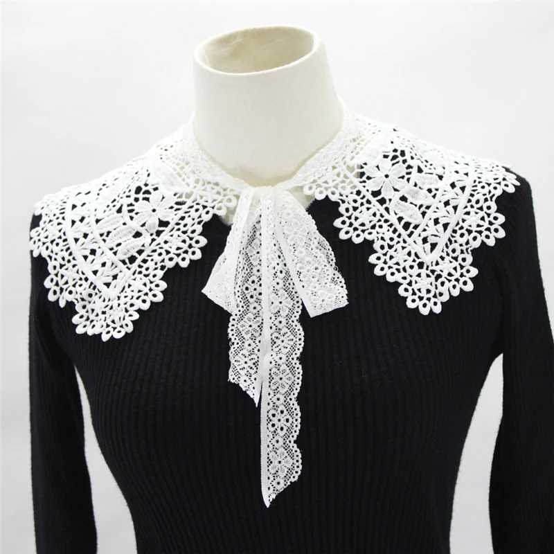 

Lace Front Tie Fake Collar Women Detachable Collars Lapel Shirt False Collar Stays Cuellos Falsos De Mujer Clothes Accessories