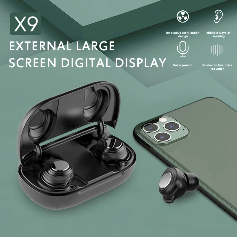 

TWS-X9 Pro Беспроводной Bluetooth 5,0 гарнитура спортивные стерео Hi-Fi звук наушники с светодиодный цифровой Дисплей Auriculares Bluetooth