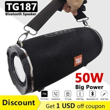 TG187 High Power 50W Bluetooth Speaker Waterproof Portable Column For PC Computer Speakers Subwoofer Boom Box Music Center Radio