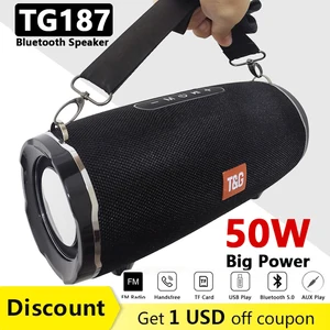 tg187 high power 50w bluetooth speaker waterproof portable column for pc computer speakers subwoofer boom box music center radio free global shipping