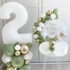 Фольгированные шары с белыми цифрами на день рождения, 0, 1, 2, 3, 4, 5, 6, 7, 8, 9, 30 дюймов