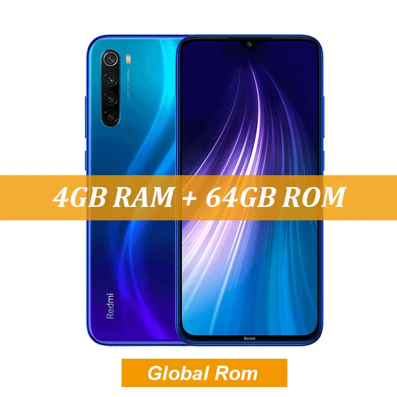 4GB Blue New Global ROM Xiaomi Redmi Note 8 4GB 64GB 48MP Quad Camera Smartphone Snapdragon 665 Octa Core 6.3" FHD Screen 4000mAh - Цвет: 4GB Blue
