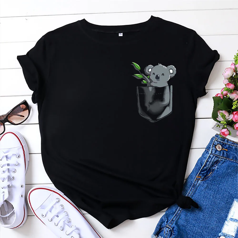 

MAKTU Vogue Kawaii Koala Print T Shirt Women Cute Animal T-shirt For Girl Fashion Top Tees Tshirts Female
