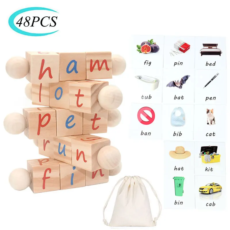 Блоки Монтессори фонетические для чтения обучающая игрушка обучение