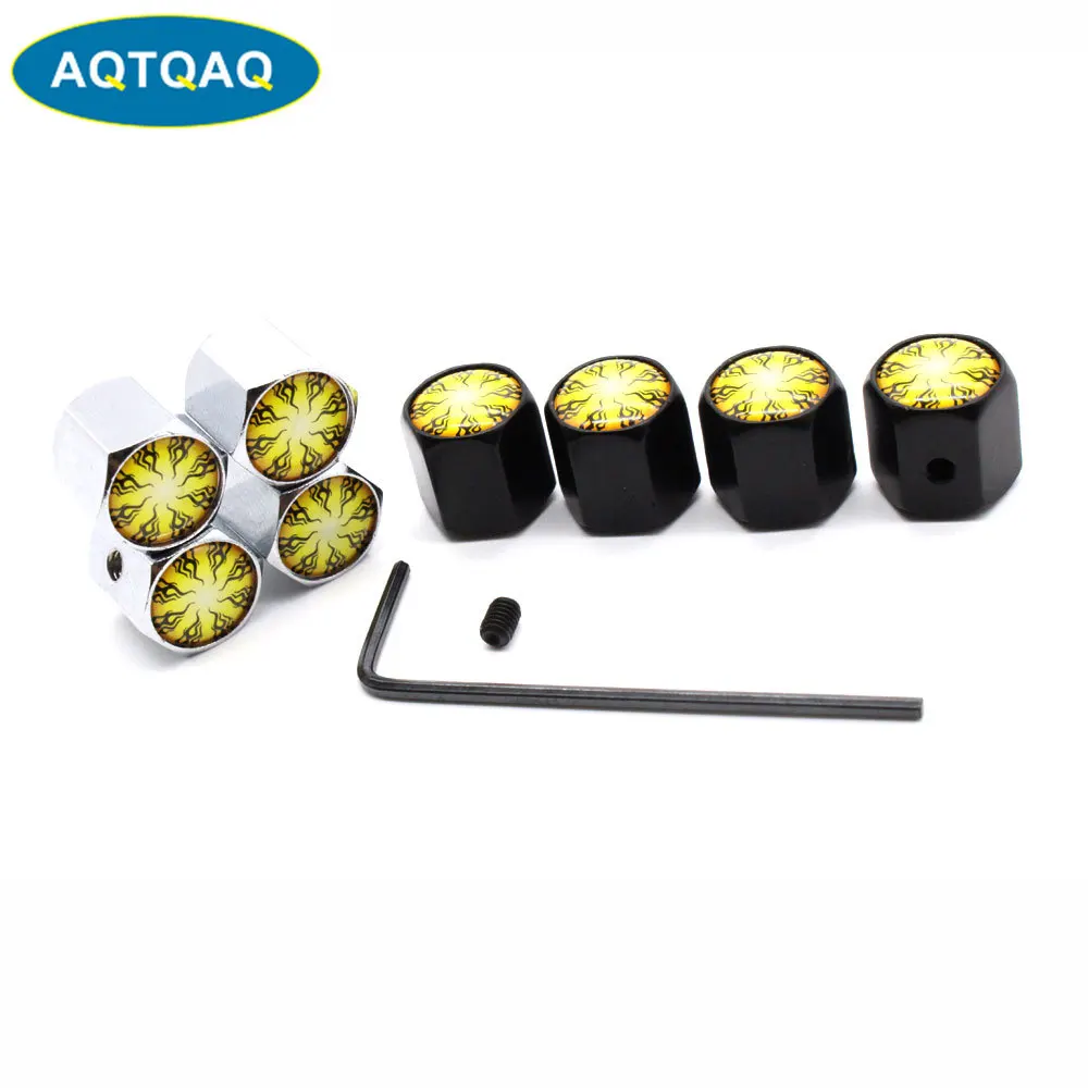 

5 Pcs/Set Car Styling Zinc Alloy Anti-theft Fire Flame Logo Car Tire Valve Caps Wheel Tires Tire Stem Air Cap Airtight Covers