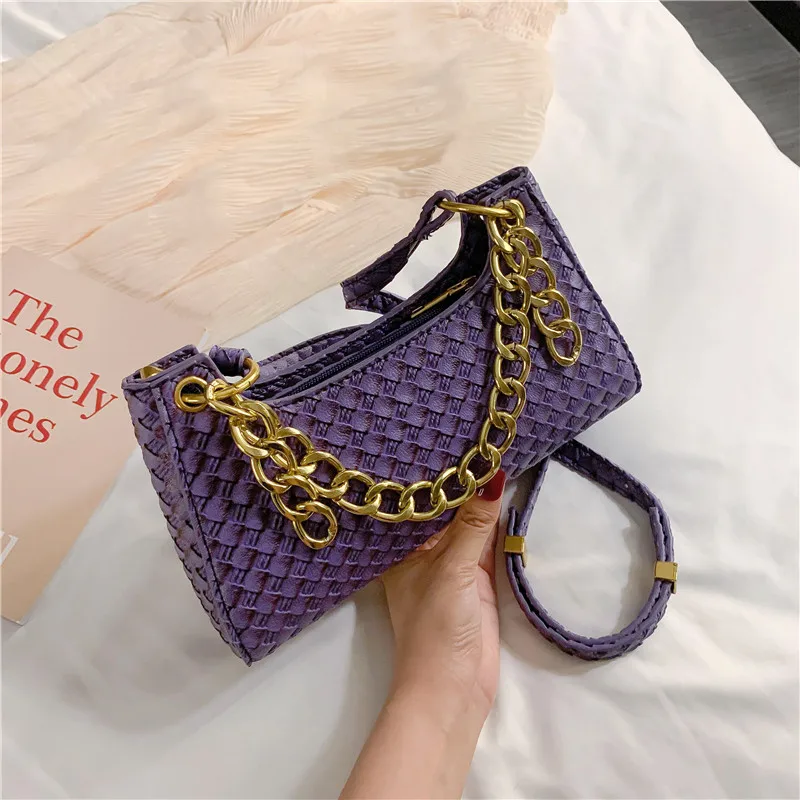 

ATLI New Solid color PU Leather Armpit Bag For Women 2021 Solid Color Chain Shoulder Handbags Female Travel Fashion Hand Bag