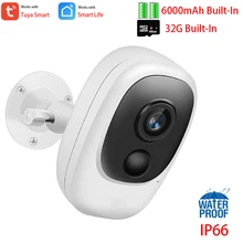 Tuya Battery Camera IP66 Outdoor Wireless Security IP Camera Surveillance Waterproof PIR Alarm Audio 1080P Cam with 32G TF Card