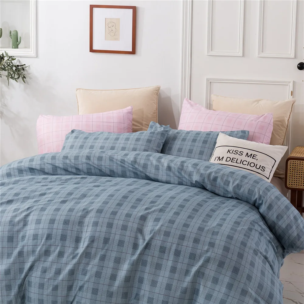Новый синий клетчатый простой современный европейский Комплект постельного