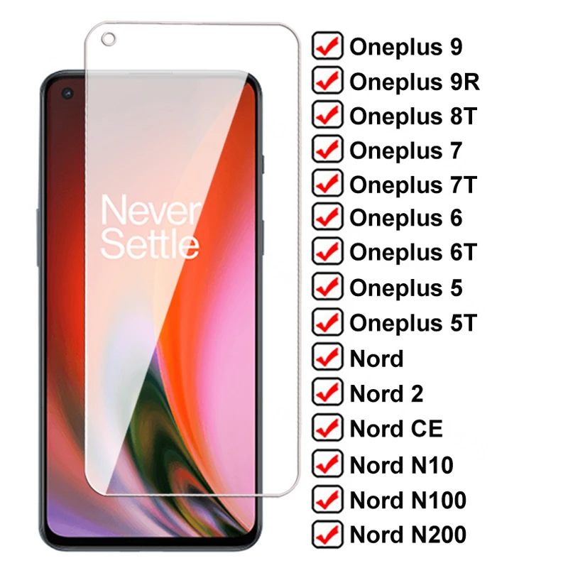 

9D Safety Tempered Glass For Oneplus 9 9R 9E 8T 7 7T 6 6T 5 5T Screen Protector Nord 2 CE N10 N100 N200 5G Protective Glas Film