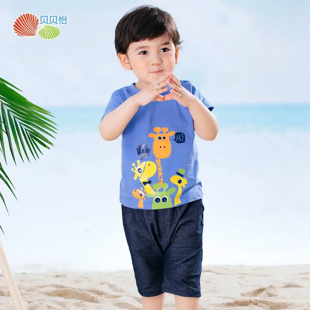 

Комплект детской одежды Bornbay из 2 предметов, летняя футболка с коротким рукавом и брюки с рисунком из мультфильма, костюм из хлопка, одежда дл...