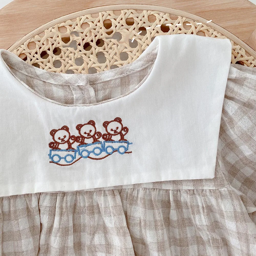 Baby Girl Long Sleeve Bodysuits Plaid Cartoon Cotton Newborn Onesies Princess First Birthday Infant Spring Autumn Clothes | Детская