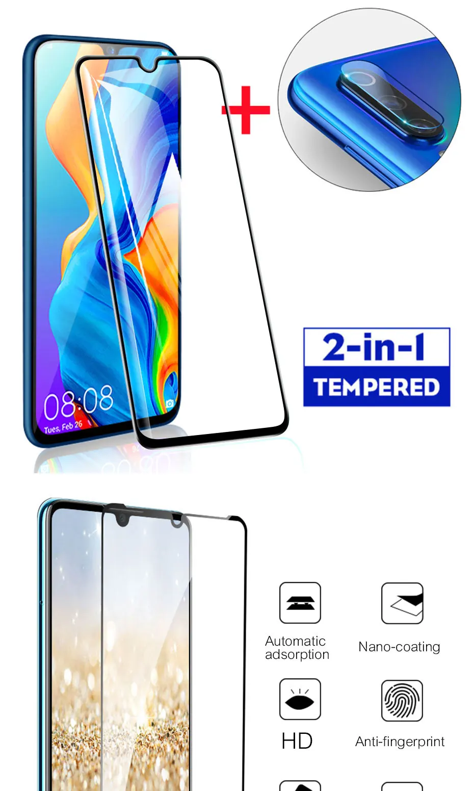 2 в 1 Защитное стекло для huawei P30 P20 Lite защита для экрана камеры закаленное стекло для huawei P 20 Lite Pro P умная пленка для объектива