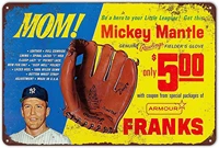 man cave wall tin sign decor art rusty look cafe yard metal signs vintage 1967 mickey mantle baseball glove vintage style
