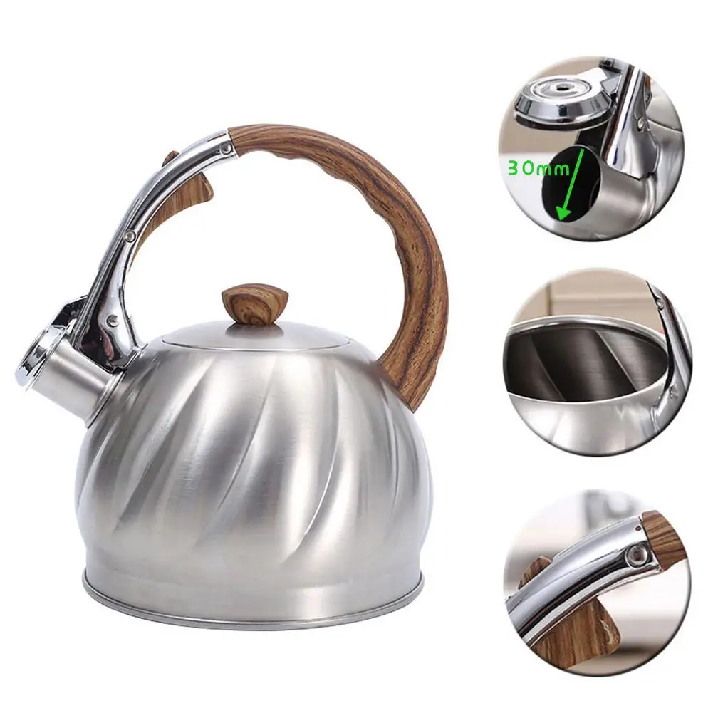 

2L Stainless Steel Modern Whistling Tea Kettle With Heat-proof Handle Suitable For All Stoves For Kitchen Tea Pot