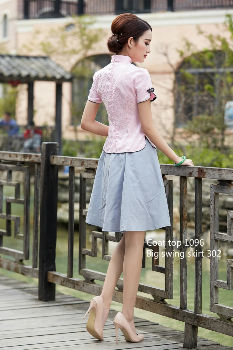 Sheng Coco Black China Blouse Women Traditional Chinese Shirt Clothing Chinese Jacquard Cotton Cheongsam Shirt Flower Buckle Top