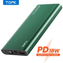 TOPK 10000mAh Power Bank PD QC3.0 Fast Charging Portable USB C Led Display External Charger Battery for Xiaomi Mi 9 8 iPhone