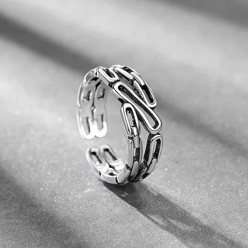 Подлинное серебро 925 пробы Двойная Цепочка кольца на палец для женщин и девочек