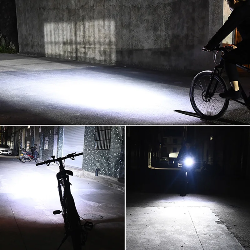 

USB Rechargeable Bike Headlight T6 LED Bicycle Front Light Computer Speedometer Lights 4 Modes Cycling Horn Lamp