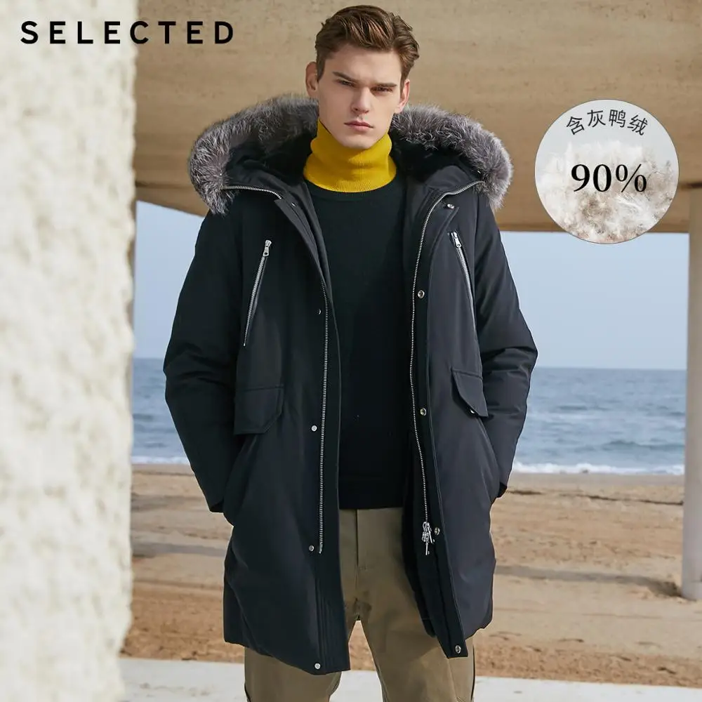 Мужской пуховик средней длины с капюшоном и лисьим мехом|Мужские пуховики| |