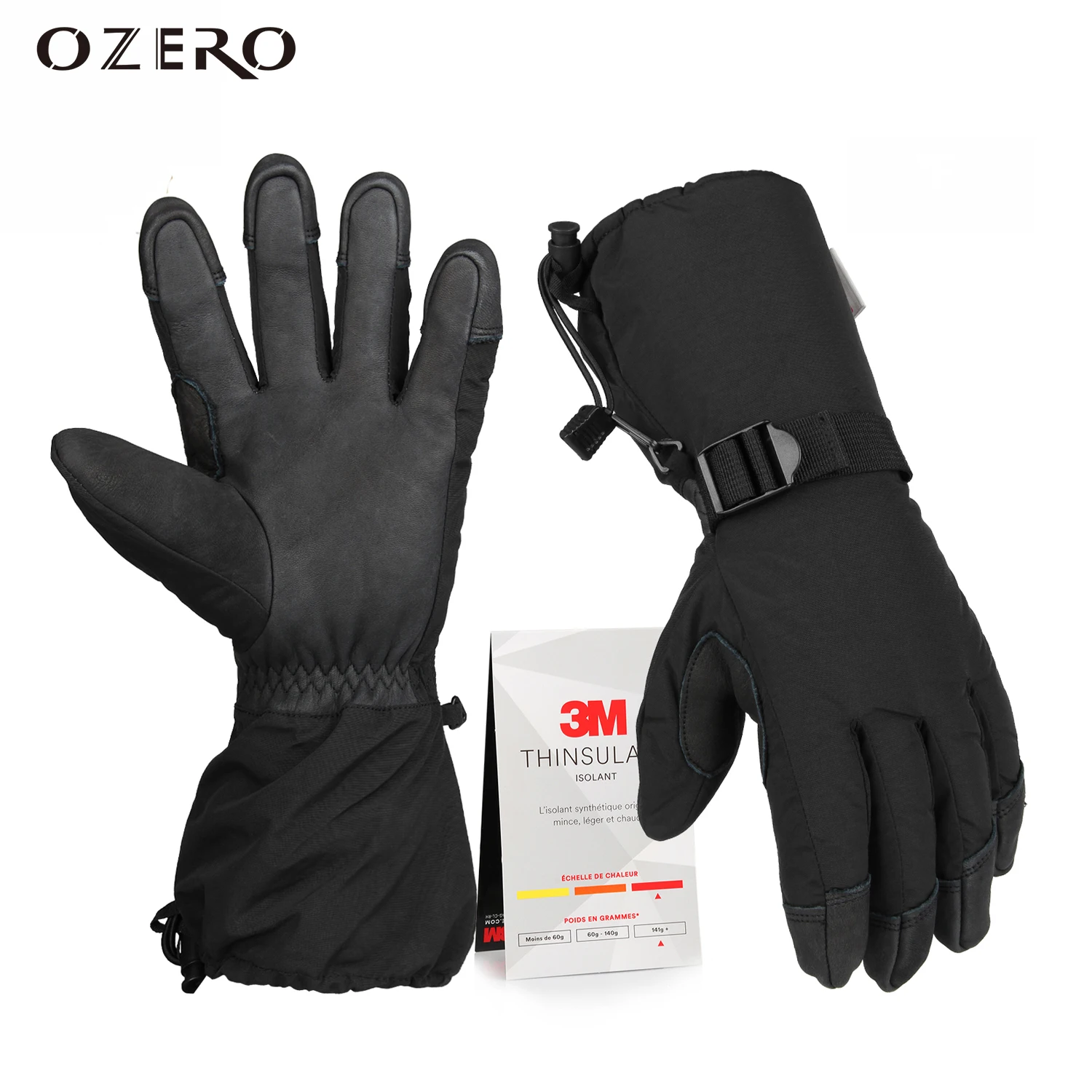 

OZERO Long Winter Ski Gloves Work Or Sports Cold Mittens 3M Thinsulate Thermal Snow Windproof Waterproof Glove for Men Women