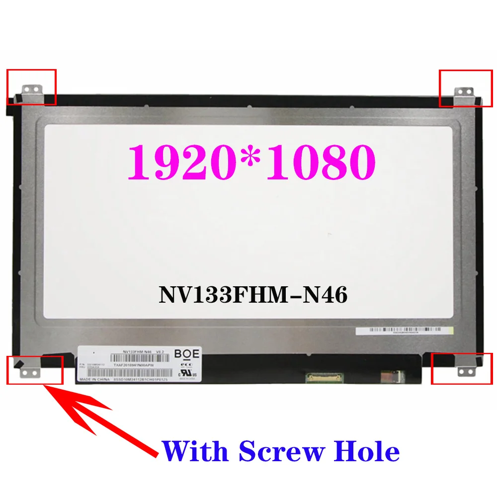 Светодиодная панель 13,3 дюйма для Lenovo ThinkPad L380 L390 20M5 20M6 20NR 20NS, 30-контактный разъем с винтовым отверстием, FHD экран для ноутбука