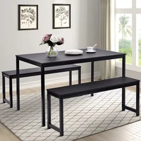 3Pcs Modern Style Dining Tables Dining Desk Set With Two Benches Restaurant Table Home Furniture Supplies