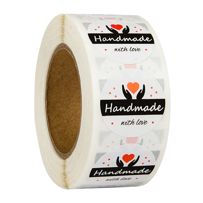 500 этикеток в рулоне круглая бумага ручная работа наклейки с любовью этикетки для