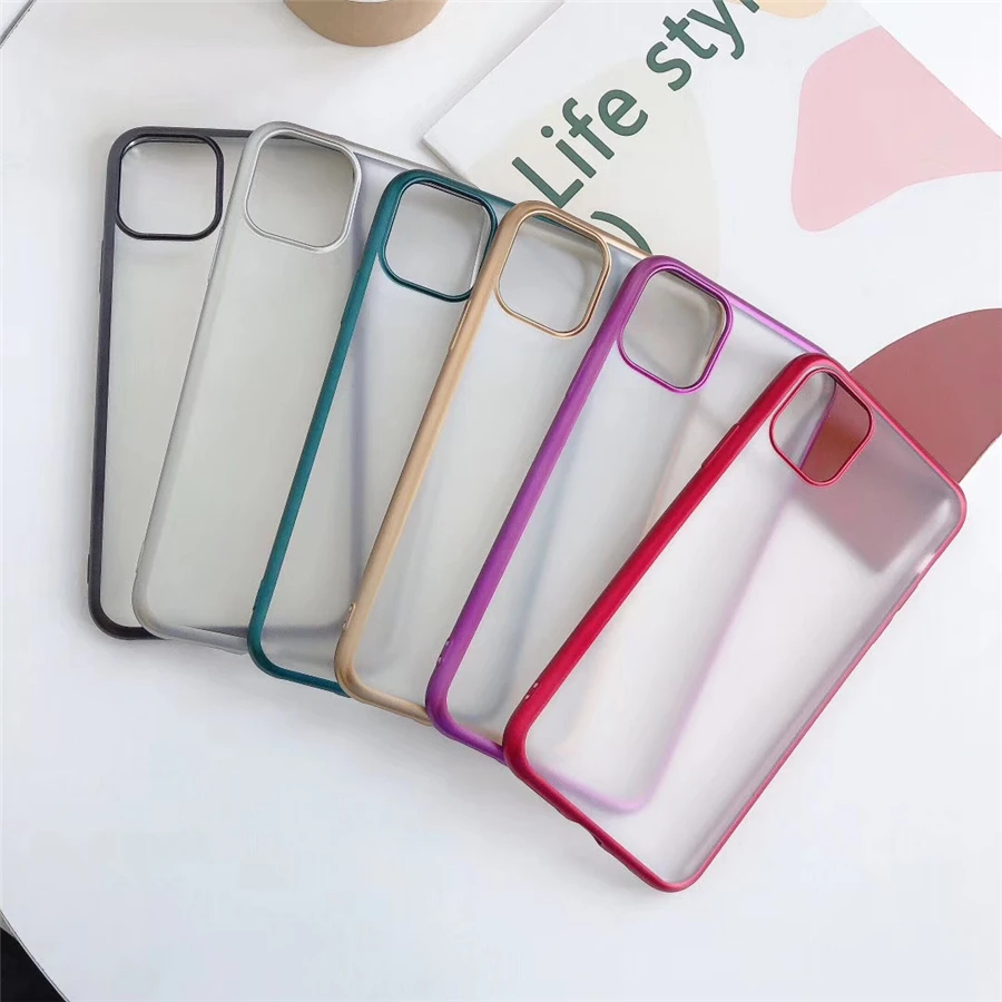 Matte Plating Phone Case For iPhone 7 Plus 6 6s 8 Transparent Back Cover 11 Pro Max X XR XS TPU Soft | Мобильные телефоны и