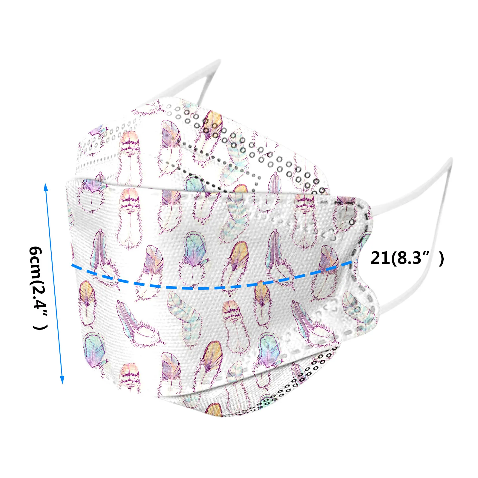 

1PCS Adult Feather Print Fish Mask Outdoor Non Woven Mascarillas Reutilizable Protective Mask Masque Unisex Mouth Masks