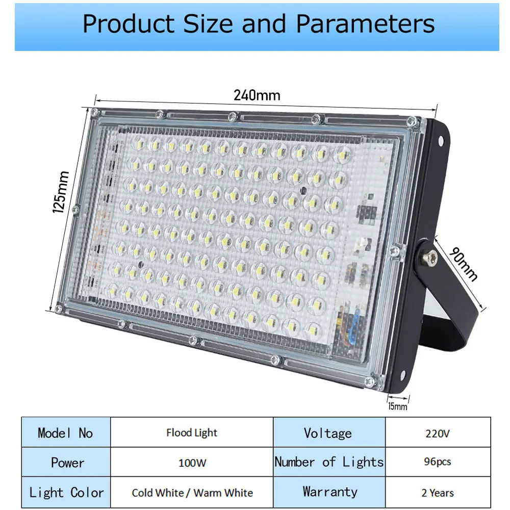 Уличный светодиодный прожектор 100 Вт 220 В переменного тока уличный Focos