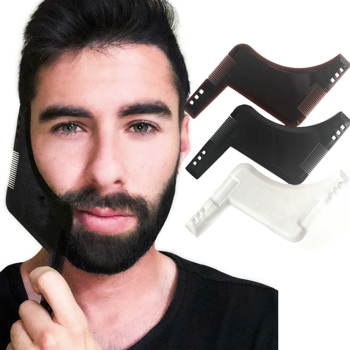 

1PCS Moustache Moulding Comb Hairbrush Men Beard Shaping Styling Template Beard Hair Combs Barber Accessories