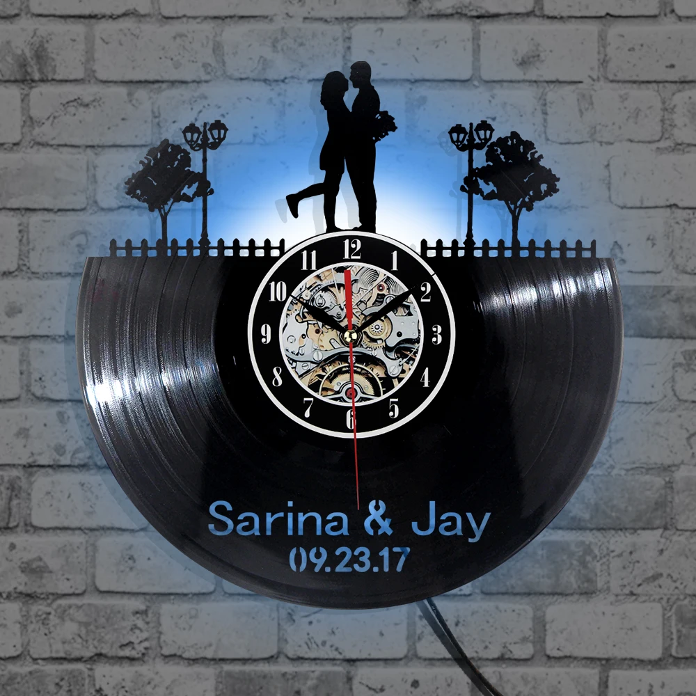 Виниловые настенные часы с записью Sarina & Jay дизайнерские Moden домашний декор новые
