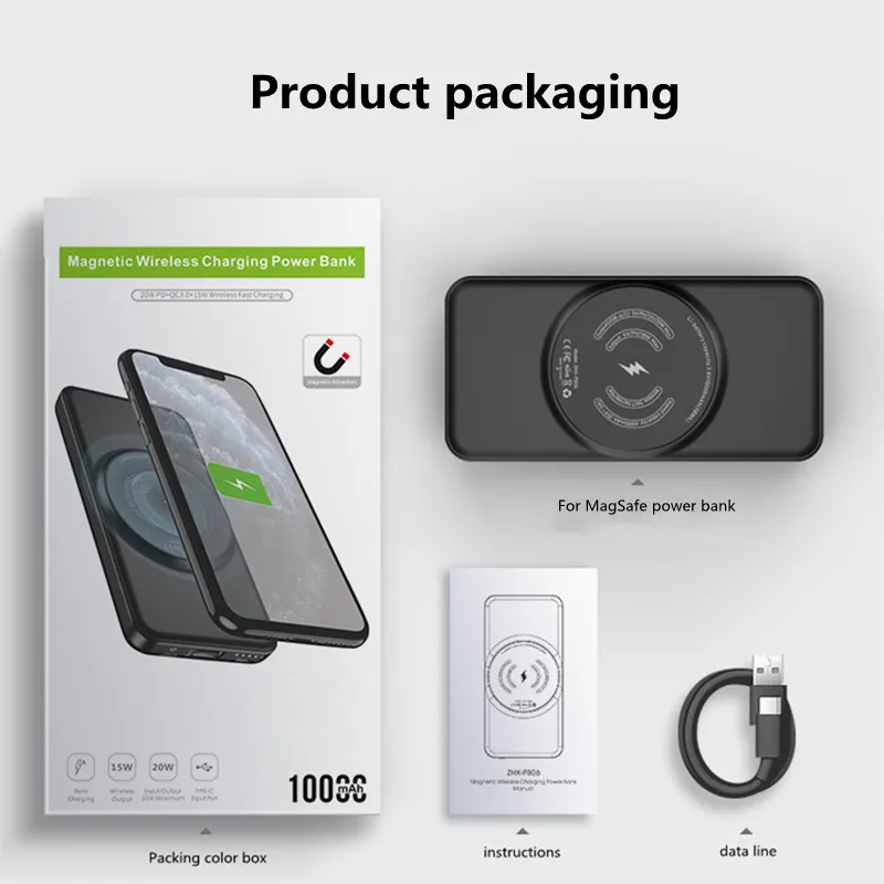 

For MagSafe Power Bank 18W Bidirectional PD Fast Charging For iPhone12 Mini Pro Max Xiaomi 10000mAh Portable Mobile Power Supply