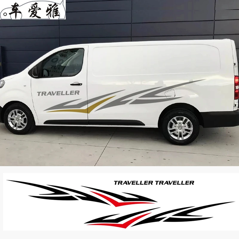 

Wholesale 1Set Car Body Sport Stripes Styling Auto Both Side Door Decor Stickers Vinyl Decals For Peugeot Traveller Accessories