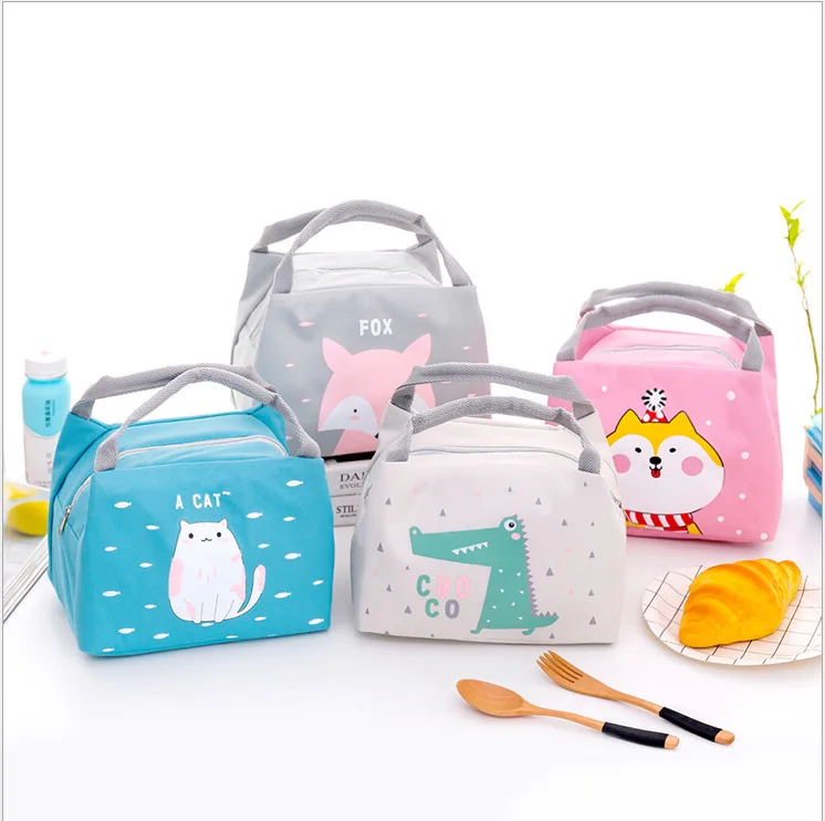 

Portable Insulated Lunch Bag Box Picnic Bag Tote Cartoon Oxford Cloth Bags Pouch /NO