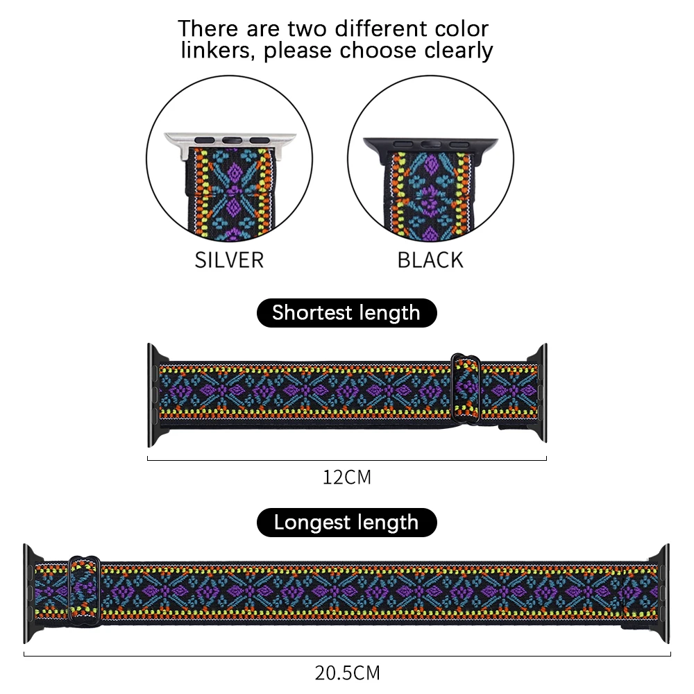 

Nylon watch strap for Apple watch band 44mm 40mm 38mm 42mm adjustable nylon elastic strap For iwatch series 3 4 5 6 SE Bracelet