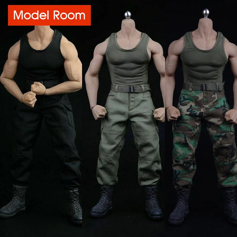 XM01 1/6 Muscle Male Vest Camo Pants Belt Shoes Sets Soldier Tactical  Clothes Model Fit 12'' PH TBL M34 Action Figure Body Doll