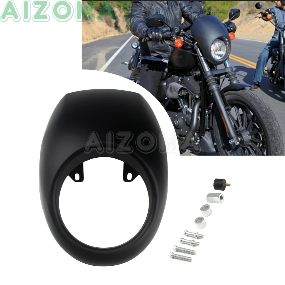 Мотоцикл 5 3/4 &quotматовая черная фара обтекатель хомут для Harley Sportster XL883 XL1200 Dyna Street Fat