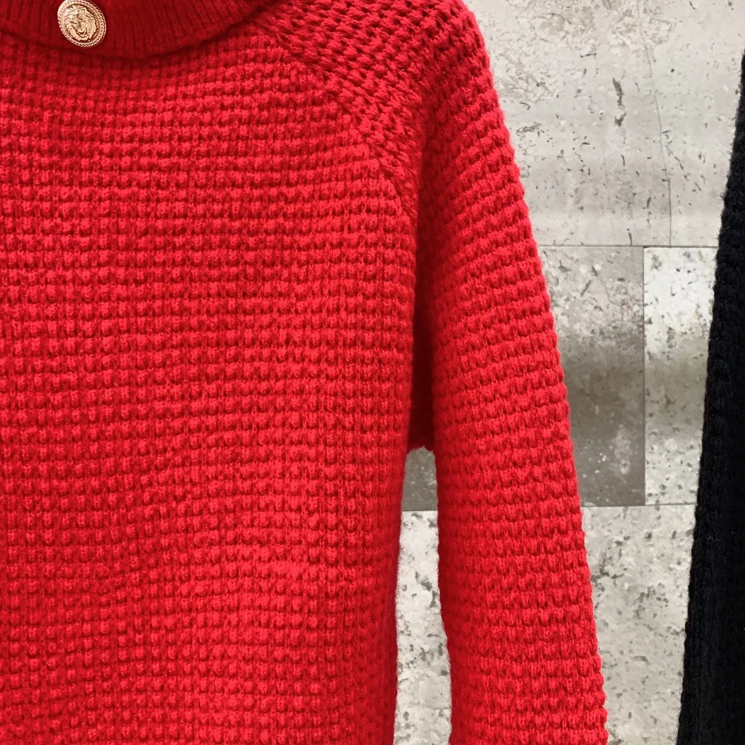 

High Quality Women Winter Detachable High-neck Slim Slimming Wild-match Thermal Insulation Quality Reduce Age Pullover Sweater