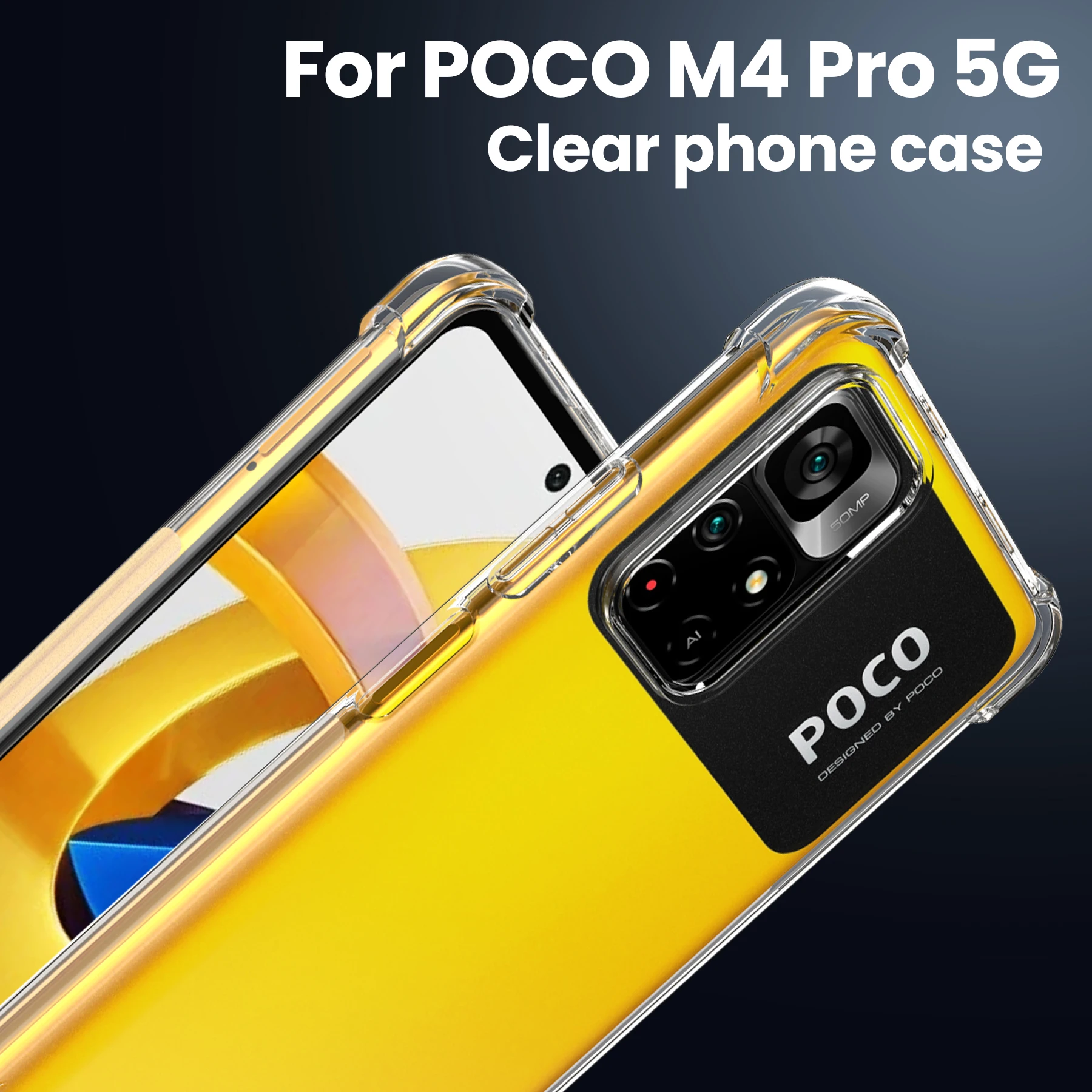 

Case for Xiaomi Pco M4 Pro 5G Reinforced Corners Shockproof TPU Bumper Case Slim Thin Transparent Protective Cover