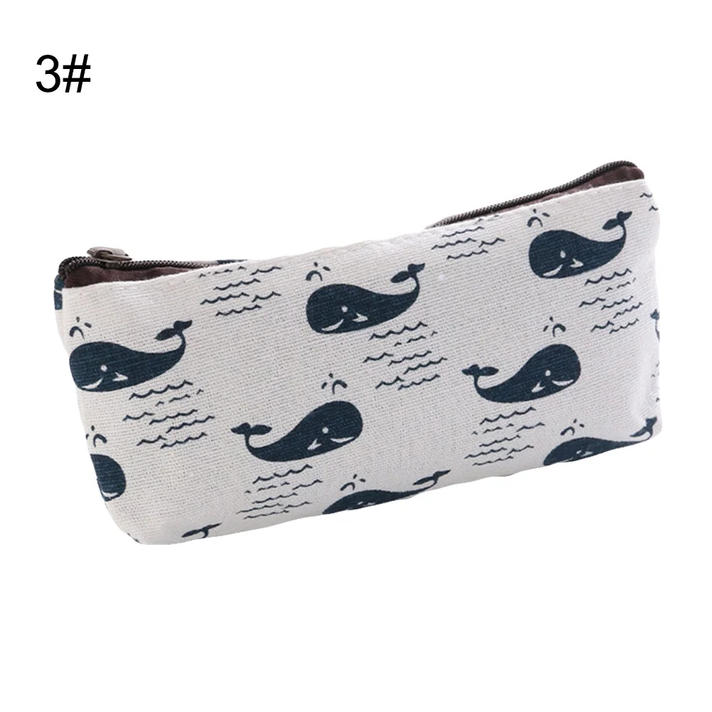 Cute Canvas Whale Flower Printed Pencil Bag School Supplies Stationery Gift School Cute Pencil Box Creative School Tools - Цвет: 3